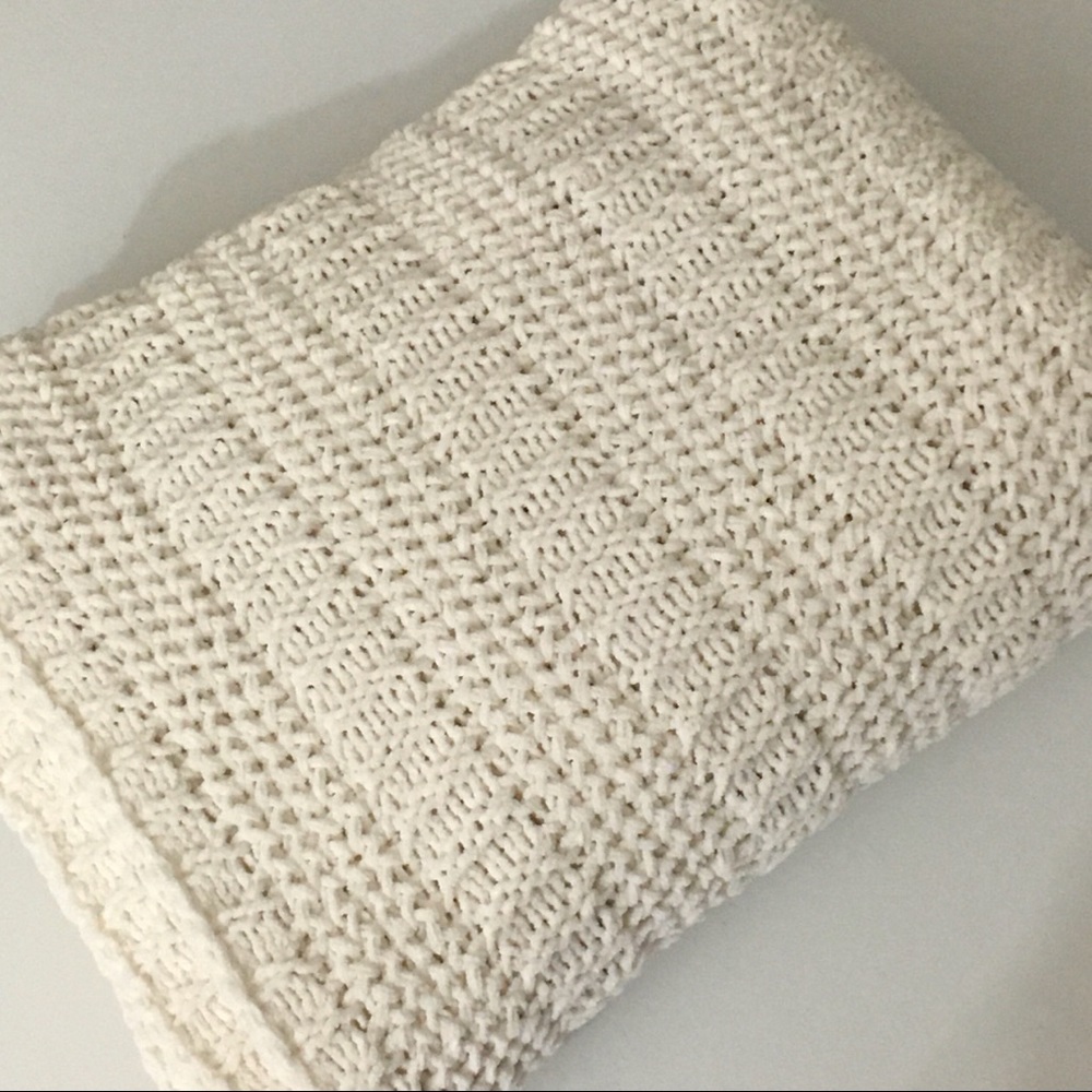 Crocheted Cream Chenille Lap Blanket